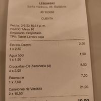 Cenita ligera para dos at Lebowski in Badalona