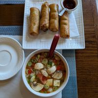 Spring rolls and Tom Yum soup at Ruan Thai in Savannah