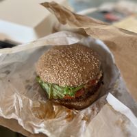 IRIE JERK Burger. Listen here, IT TASTES BETTER than it looks! A+  at A Vegan's Utopia in Montego Bay