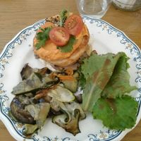 Savoury pancakes and 3 salad leaves that have seen better days at Ground to Grow in Paris
