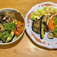 Buddha bowl and savoury pancakes   at Ground to Grow in Paris