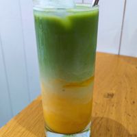 Mango Matcha Latte at Ground to Grow in Paris