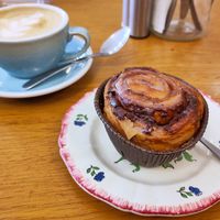 Cinnamon Roll + Flat White at Ground to Grow in Paris