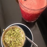 Espresso Macchiato with Oatmilk and Pistachio 😍 at Caffé Berry in Valletta