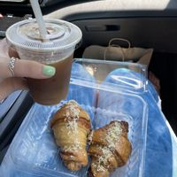 Coffee and Halve + Pistachio croissants 🥐   at Atnahta Amirim - Maybe closed in Amirim