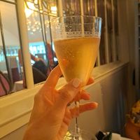 Champagne in pretty glass! at Mackintosh at the Willow in Glasgow