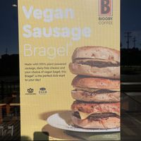 Vegan sausage bragel!  at Biggby Coffee in Kalamazoo