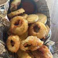 Tempura veggies (with chilli sauce rather than garlic). Super tasty and crispy    at Koziyat Rog in Pomorie