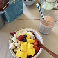 Açai bowl + iced chai tea latte  at Retró Gusto in Ibiza