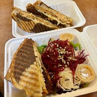 Vegan Hot Rueben Sandwich & Salad with House Dressing at Heart’s Choices #Veganuary at Hearts Choices - Market Stall in Calgary