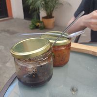 Homemade salsas at Citronella in Oaxaca