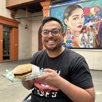 Me with the torta pastor 😅  at Citronella in Oaxaca