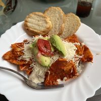 Chilaquiles rojos   at Citronella in Oaxaca