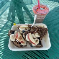 Chocolate waffles & banana/chocolate smoothie  at Citronella in Oaxaca