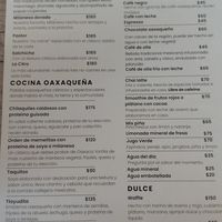 El menú at Citronella in Oaxaca