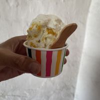 Passion fruit & coffee gelato underneath (you can mix flavours)  at Citronella in Oaxaca