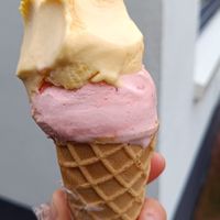 Mango and strawberry at Scoops in Oostkapelle