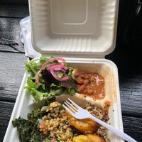 Quinoa and couscous with kale sweet plantain and red beans.   at Nana's Restaurant and Juice Bar in Tampa