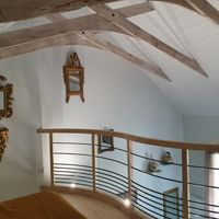 Our mezzanine bedroom above our lounge area. at Au 46 en Bretagne in Benodet
