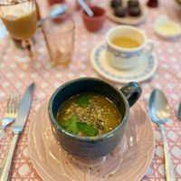 Breakfast legumes soup  at Au 46 en Bretagne in Benodet