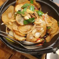 Griddle potato slices at China Fusion in Marrickville