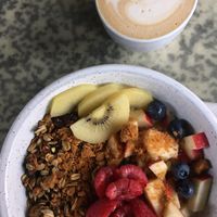 Soy Granola and Cappuccino with Oatmilk  at Café Labath in Ghent