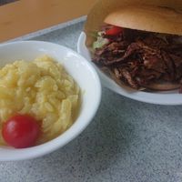 Potato salad and ox bun at Taxisgarten in Munich