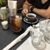 Water, Cold brew with oat milk (4,50€) and americano (~1,50€)  at Caffè dell'Arte Specialty Coffee in Cagliari