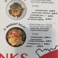 menu at Bonsai restaurant in Liptovsky Mikulas