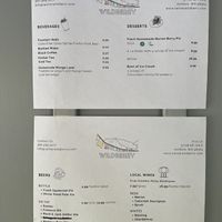 Drinks and desserts menu  at Wildberry Restaurant in Ashford