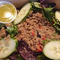 Half of a quinoa salad. No feta cheese to make it vegan. at Turco Taco in Naples