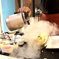 Nitro Bhel prepared at your table with liquid nitrogen  at Spiceklub Restaurant in Bangalore