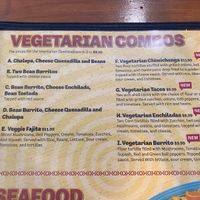 Vegetarian menu section that's not all cheese-based at Fiesta Brava in Fergus Falls
