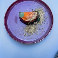 Vegan Sea buckthorn sponge cake at Fire & Flora in Calgary