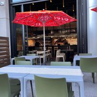 Patio looking into the restaurant  at Fire & Flora in Calgary