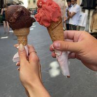 Chocolate for me, strawberry and banana for my husband. All delicious!  at Perche No in Florence