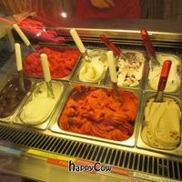 Front case where the vegan ice creams are -- there are 2 flavors here that are not vegan, you must ask to be sure. at Perche No in Florence