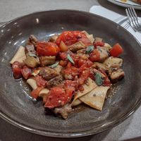 Pasta with roasted eggplant was very satisfying, made vegan with no cheese at Black Radish in Tallahassee