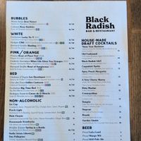 Drink menu at Black Radish in Tallahassee
