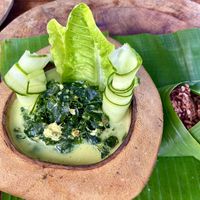 Moringa curry with red rice  at LeMo Beach Café in Denpasar