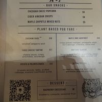 menu  at Proletariat in New York City