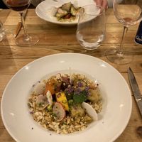 Vegan curry (vegetarian curry in distance)  at V&G in Avignon