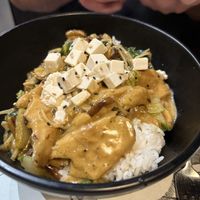 Vegan karee and tofu. Rice with vegan chicken, tofu, coconutmilk, herbs. Really delicious!   at UDON in Gran Canaria