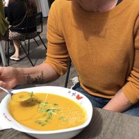 Vegan pumpkin soup  at Campus Suite in Flensburg