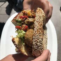 Vegan falafel Laugen-Bagel  at Campus Suite in Flensburg