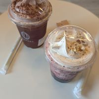 Earl grey with chocolate cream & red grape with regular cream at Nuttea in Vancouver