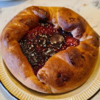 Raspberry brioche at Redclay Cafe in Taghazout