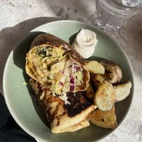 breakfast burrito  at Redclay Cafe in Taghazout