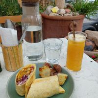Breakfast Burrito (65 MAD) + Orange juice (20 MAD) at Redclay Cafe in Taghazout
