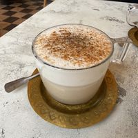 Almond chai latte  at Redclay Cafe in Taghazout